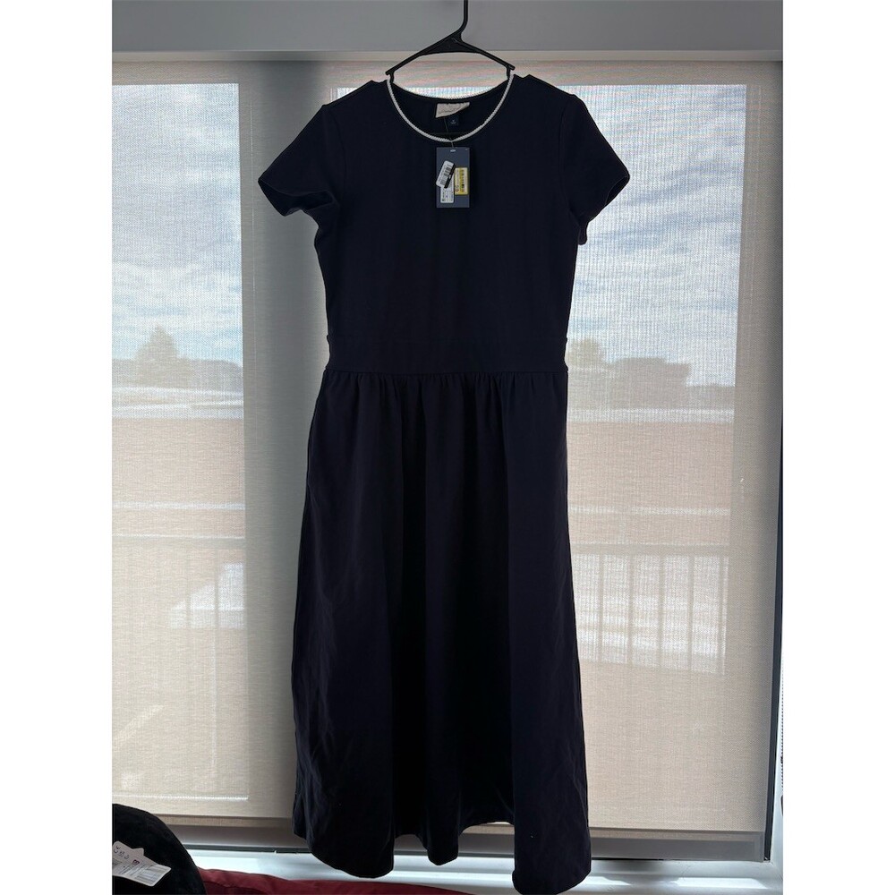 Universal Thread Midi Dress Womens Size M Navy Blue White Trim Short
